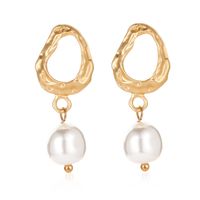 New Fashion Hollow Simple Geometric Freshwater Pearl Metal Earrings sku image 2