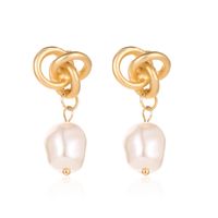 New Fashion Hollow Simple Geometric Freshwater Pearl Metal Earrings sku image 5