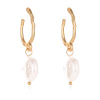 New Fashion Hollow Simple Geometric Freshwater Pearl Metal Earrings sku image 4