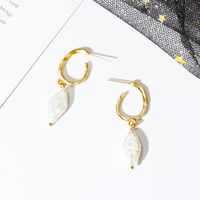 New Fashion Hollow Simple Geometric Freshwater Pearl Metal Earrings sku image 13