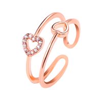 New Fashion Love Zircon Ring Simple Hollow Open Ring Wholesale Nihaojewelry sku image 1