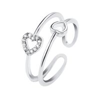 New Fashion Love Zircon Ring Simple Hollow Open Ring Wholesale Nihaojewelry sku image 2