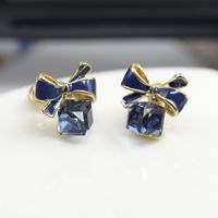 Fashion Korean Bowknot Cube Crystal All-match Earrings Jewelry sku image 1