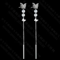 Popular Butterfly Long Diamond Girl Long Titanium Steel Earrings Wholesale Nihaojewelry sku image 1