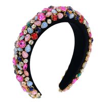 Baroque Four-color Glass Rhinestone Gold Velvet Sponge Fashion Bridal Headband Wholesale sku image 1