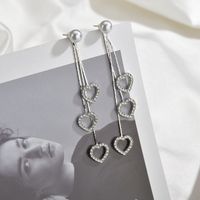 Korean S925 Silver Sweet Love Earrings Long Tassel Earrings Wholesale Nihaojewelry sku image 2