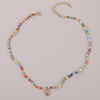 Bohemian Hand-woven Rice Beads Love Necklace Color Beaded Pendant Jewelry sku image 4
