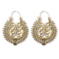 Retro Exaggerated Bohemian Metal Alloy Hollow Carved Round Earrings Wholesale Nihaojewelry sku image 1