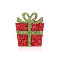 New Ornaments Hot-selling Cartoon Christmas Gift Box Felt Brooch Wholesale Nihaojewelry sku image 1
