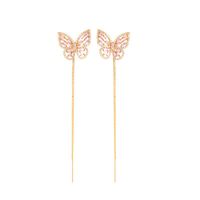 Butterfly All-match Ear Line Pure Silver Ear Needles Pierced Long Tassel Earrings Wholesale Nihaojewelry sku image 2