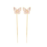 Butterfly All-match Ear Line Pure Silver Ear Needles Pierced Long Tassel Earrings Wholesale Nihaojewelry sku image 3