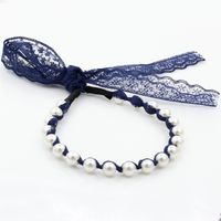 Korean New Pearl Lace Bow Tie Streamer Hair Band  Wholesale main image 5