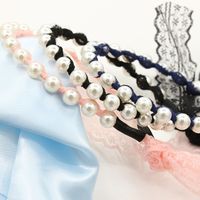 Korean New Pearl Lace Bow Tie Streamer Hair Band  Wholesale main image 6
