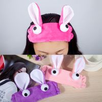 Korean Cartoon Cute Rabbit Ears Big Eyes Flannel Hairband Hair Accessories Wholesale main image 1