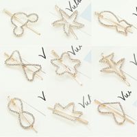 New Korean Alloy Rhinestone Love Flower Diamond Hairpin Starfish Bangs Clip Wholesale main image 1