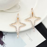 New Korean Alloy Rhinestone Love Flower Diamond Hairpin Starfish Bangs Clip Wholesale main image 4