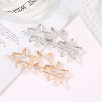 Korean Simple Hollow Five-pointed Star One Side Clip Three Stars Simple Metal Clip Wholesale main image 1
