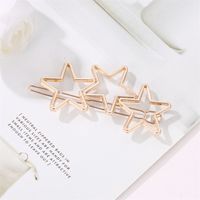 Korean Simple Hollow Five-pointed Star One Side Clip Three Stars Simple Metal Clip Wholesale main image 3