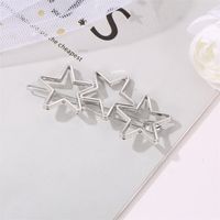 Korean Simple Hollow Five-pointed Star One Side Clip Three Stars Simple Metal Clip Wholesale main image 5