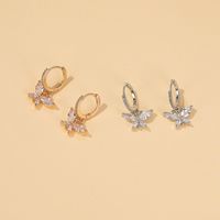 Fashion Butterfly Plating Copper Artificial Gemstones Earrings main image 1