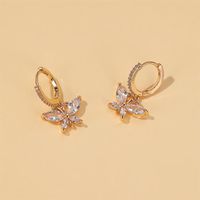 Fashion Butterfly Plating Copper Artificial Gemstones Earrings main image 3
