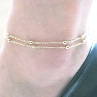 Fashion Foot Decoration Alloy Double-layer Chain Bead Anklet Hot-saling Wholesale main image 1