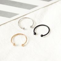Glossy Bead Opening Adjustable Ring Korean Fashion Simple Round Ball Couple Tail Ring Wholesale main image 5