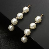 Korea Wild Simple Beaded Exaggerated Large Pearl Tassel Long Alloy Earrings Jewelry Wholesale main image 1