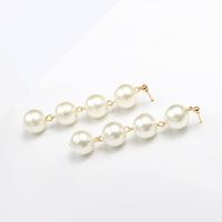 Korea Wild Simple Beaded Exaggerated Large Pearl Tassel Long Alloy Earrings Jewelry Wholesale main image 5
