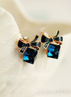 Fashion Korean Bowknot Cube Crystal All-match Earrings Jewelry main image 4