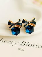 Fashion Korean Bowknot Cube Crystal All-match Earrings Jewelry main image 5