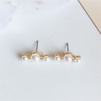 New Korean Hot-selling Curved Pearl Diamond Earrings Set  Wholesale main image 5