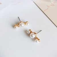 New Korean Hot-selling Curved Pearl Diamond Earrings Set  Wholesale main image 6