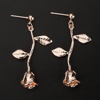 New Wild Flowers Leaves Hollow Rose Alloy Pendant Earrings Gift For Girlfriend main image 5