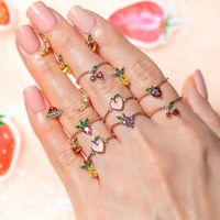 New Cute Fruit  Fun Grape Apple  Ring Wholesale Nihaojewelry main image 1
