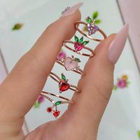 New Cute Fruit  Fun Grape Apple  Ring Wholesale Nihaojewelry main image 4
