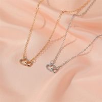 Korean Simple Wild Love Double Peach Heart Pendant Necklace main image 3