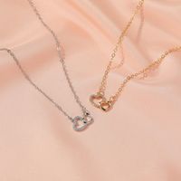 Korean Simple Wild Love Double Peach Heart Pendant Necklace main image 4