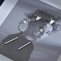 Popular Butterfly Long Diamond Girl Long Titanium Steel Earrings Wholesale Nihaojewelry main image 4