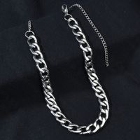 Korea Hip Hop Style Tide Simple Titanium Steel Clavicle Chain Thick Chain Necklace For Men And Women main image 5