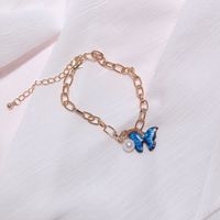 New Jewelry Dream Color Butterfly Bracelet Summer Creative Pearl Thick Chain Bracelet Wholesale Nihaojewelry sku image 4