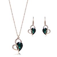 Fashion Crystal Necklace Earrings Jewelry Set sku image 1