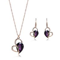 Fashion Crystal Necklace Earrings Jewelry Set sku image 2