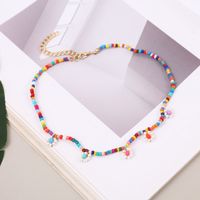 Bohemian Hand-woven Flower Rice Bead Necklace Simple Long Multicolor Beaded Pendant Wholesale main image 1