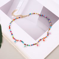 Bohemian Hand-woven Flower Rice Bead Necklace Simple Long Multicolor Beaded Pendant Wholesale main image 2