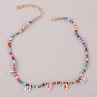 Bohemian Hand-woven Flower Rice Bead Necklace Simple Long Multicolor Beaded Pendant Wholesale main image 3