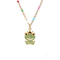 New Creative Diamond-studded Frog Pendant Necklace Simple And Fresh Stainless Steel Clavicle Chain Wholesale main image 1