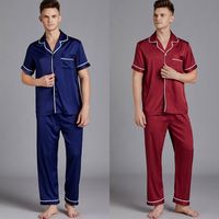 Men's Satin Pajamas Summer Short-sleeved Trousers Suit Thin Men's Home Wea Large Size Wholesale main image 1