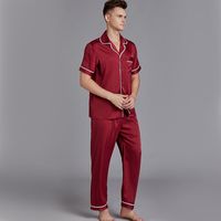 Men's Satin Pajamas Summer Short-sleeved Trousers Suit Thin Men's Home Wea Large Size Wholesale main image 4