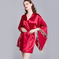 Pajamas Ladies Summer Silk Dressing Gown Wide-sleeved Cardigan Robe Wholesale main image 6